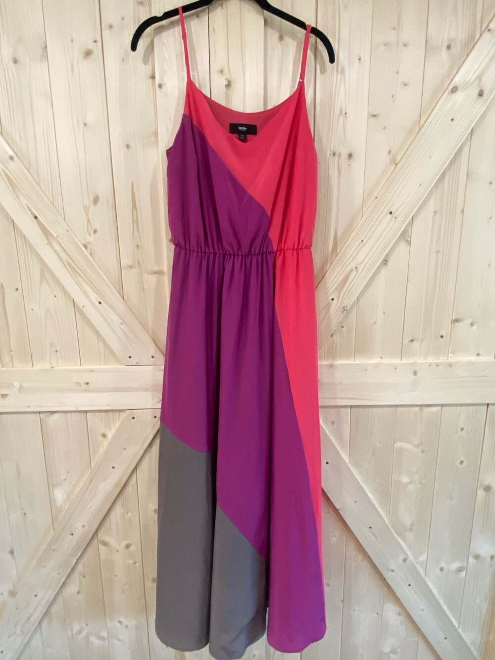 Mossimo Color Block Maxi Dress Pink Purple Gray Size M